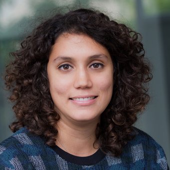 © MPIfG / Dünkelmann A woman with curly hair wearing a patterned sweater, smiling at the camera.
