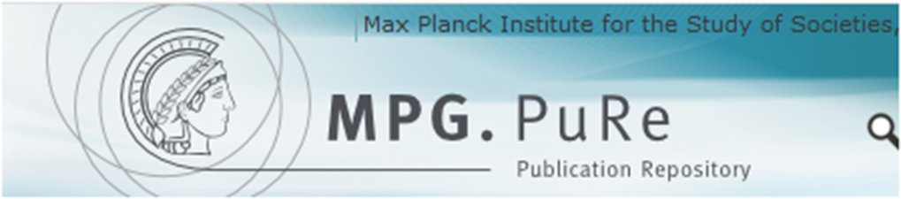 Logo of the Max Planck Institute for the Study of Social Science, featuring the text "MPG.PuRe Publication Repository" alongside an illustration of a profile.